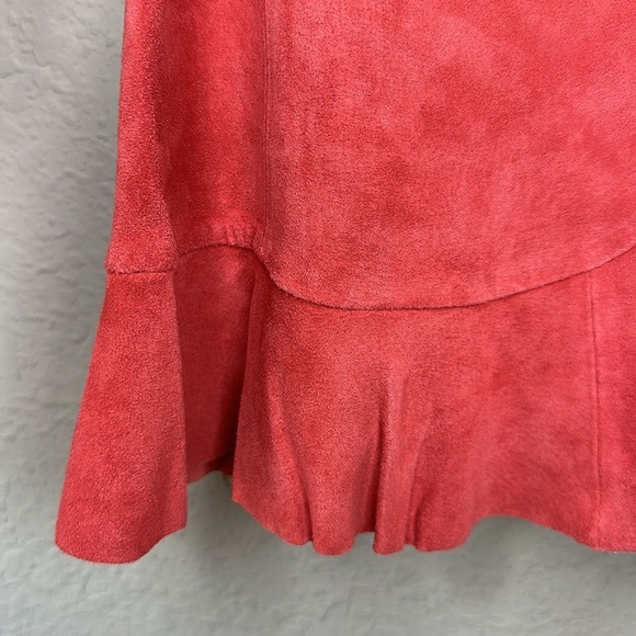 NWT Monterey Bay Clothing Company Suede Ruffle Hem Peach Orange Jacket Size 10 - Picture 4 of 16
